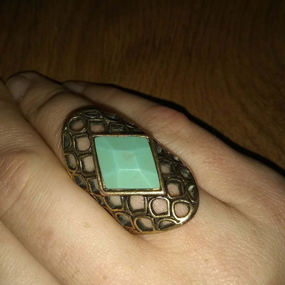 Rose gold and turquoise ring by lucky..